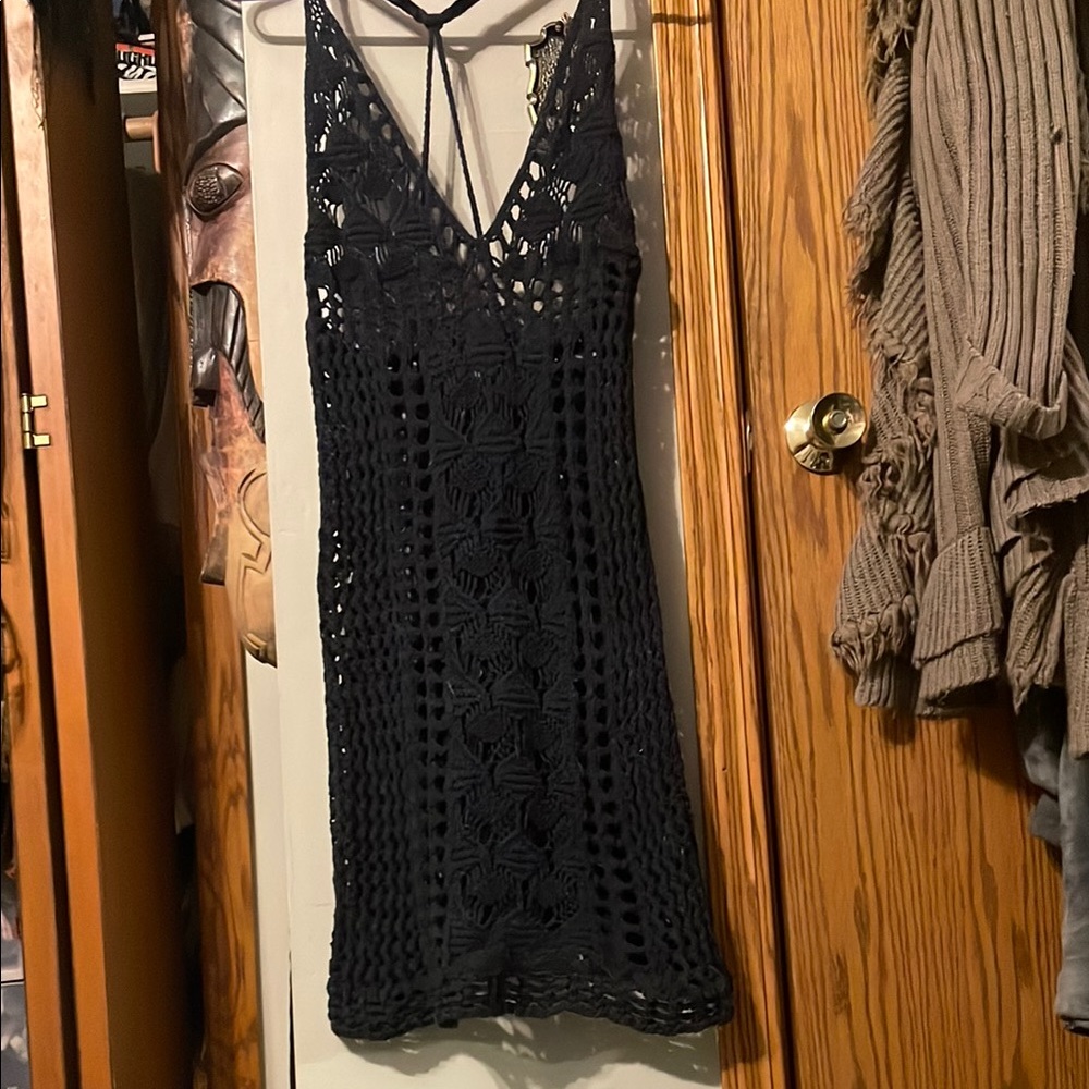 Gilly Hicks Black Crochet Swim Coverup